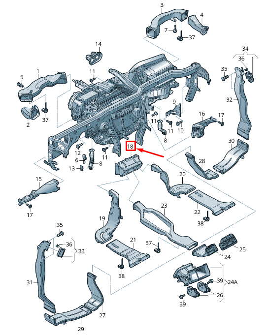 new audi q5 8r center air separator duct 8k0819513d original