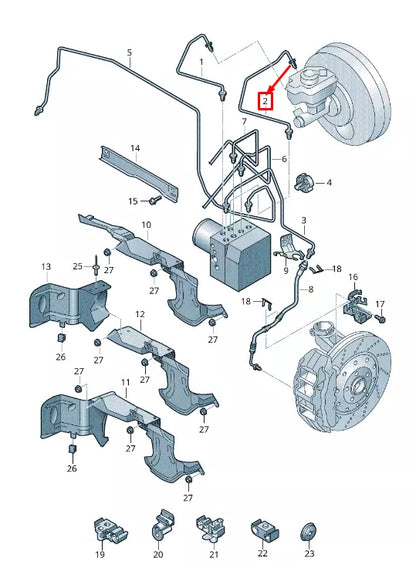 NEW AUDI RSQ3 8U FRONT BRAKE PIPE LHD 8U1614740B