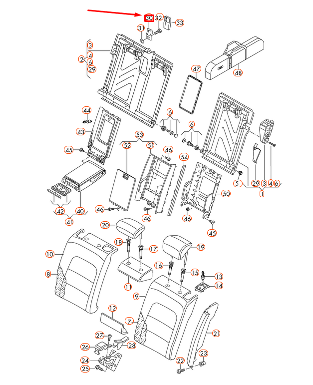 NEW AUDI A4 B8 REAR LEFT CHILD SEAT ATTACHMENT HOLDER 8K9887269 ORIGINAL