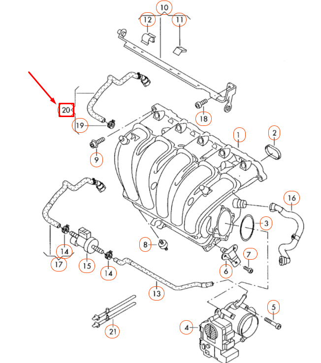 NEW VOLKSWAGEN BEETLE A5 INTAKE VACUUM HOSE 1K0133778AG ORIGINAL