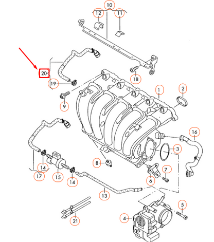 NEW VOLKSWAGEN BEETLE A5 INTAKE VACUUM HOSE 1K0133778AG ORIGINAL