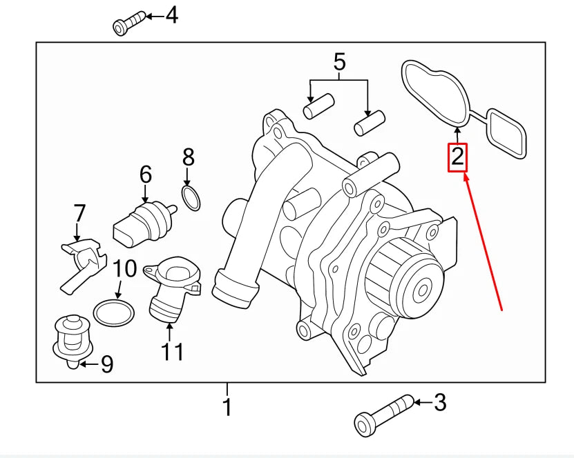 NEW AUDI A4 AVANT B8 ENGINE WATER PUMP GASKET 06J121119 ORIGINAL