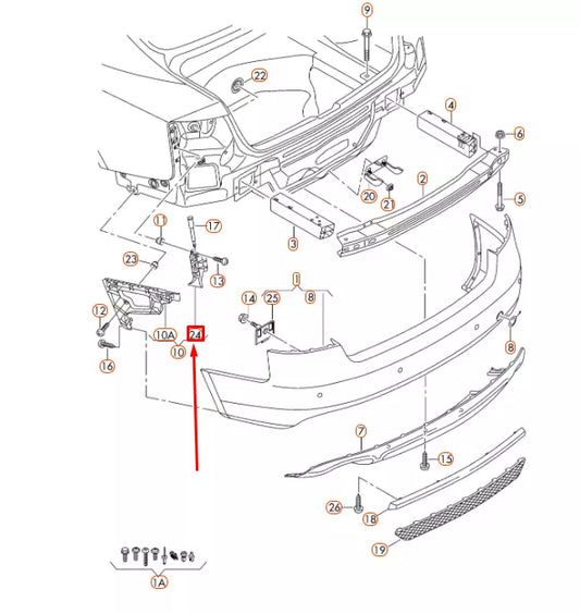 NEW AUDI A5 SPORTBACK 8T8 REAR BUMPER RIGHT UPPER BRACKET 8T8807890 ORIGINAL