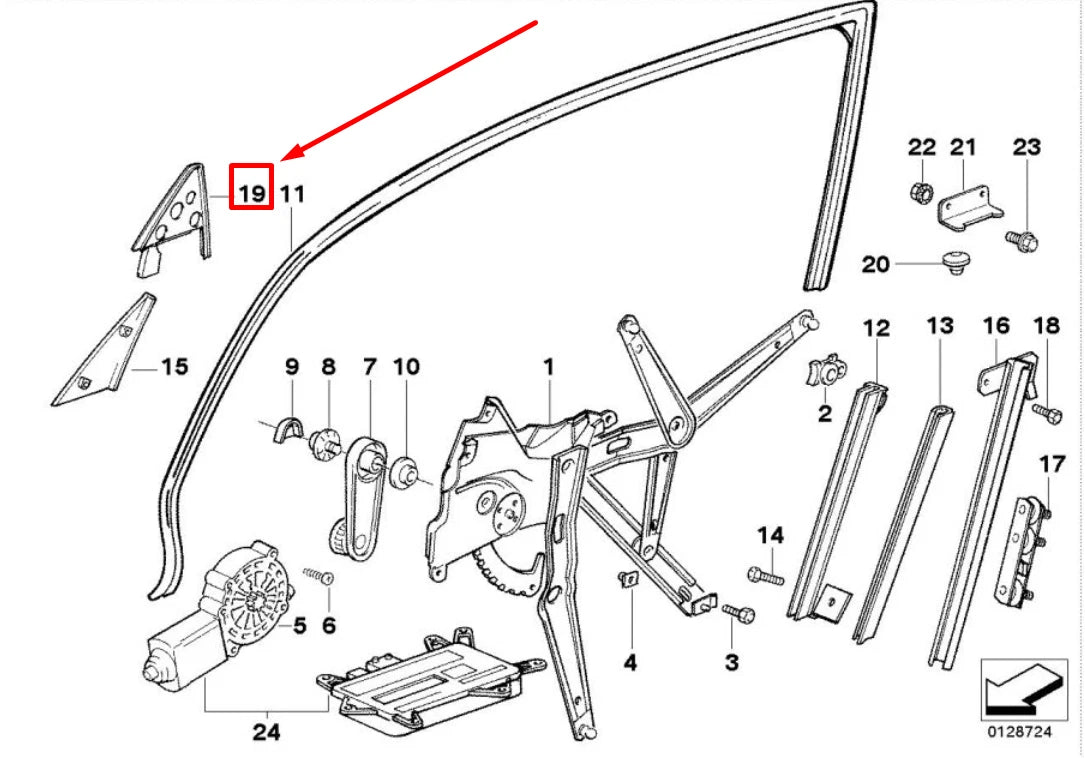 NEW BMW 3 COMPACT E36 FRONT LEFT DOOR MIRROR GASKET 1977683 51321977683 ORIGINAL