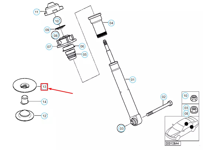 NEW BMW 5 E39 REAR SPRING UPPER PAD 33531093786 1093786 ORIGINAL