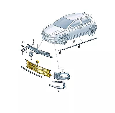 NEW VOLKSWAGEN POLO AW FRONT BUMPER LOWER GRILLE GTI 2G0853677H ORIGINAL