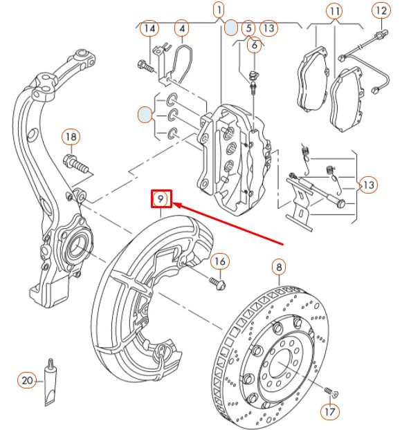NEW AUDI RS5 QUATTRO 8T FRONT LEFT BRAKE DISC COVER PLATE 8T0615311B ORIGINAL