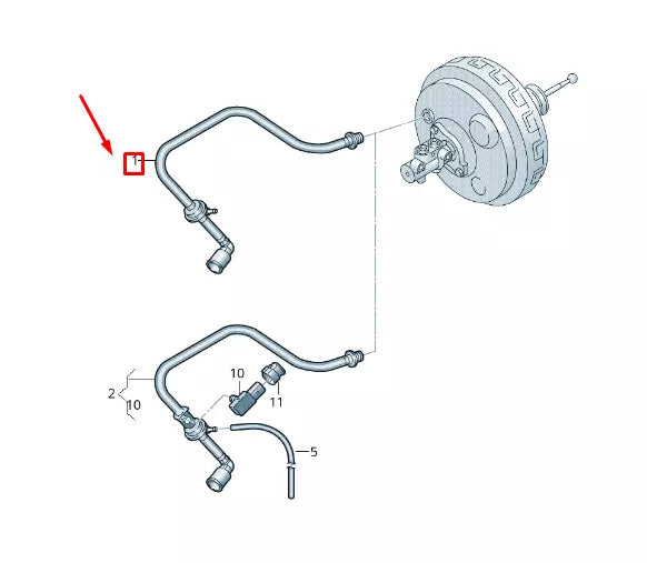 NEW VW TRANSPORTER VI T6 BRAKE SERVO VACUUM PIPE LHD 7E1611931T