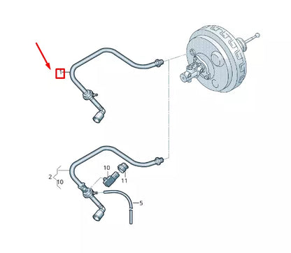 NEW VW TRANSPORTER VI T6 BRAKE SERVO VACUUM PIPE LHD 7E1611931T