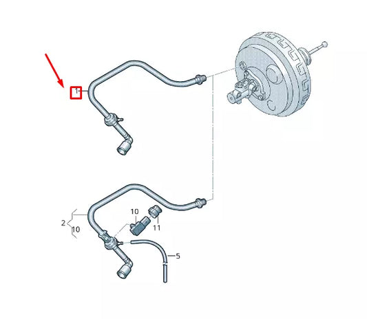 NEW VW TRANSPORTER VI T6 BRAKE SERVO VACUUM PIPE LHD 7E1611931T