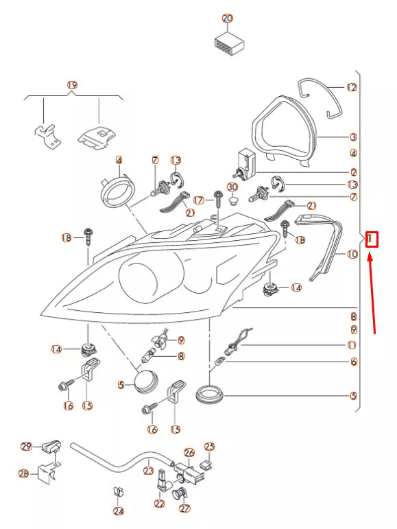 NEW AUDI TT 8J FRONT LEFT HALOGEN HEADLIGHT LHD USA 8J0941003P ORIGINAL
