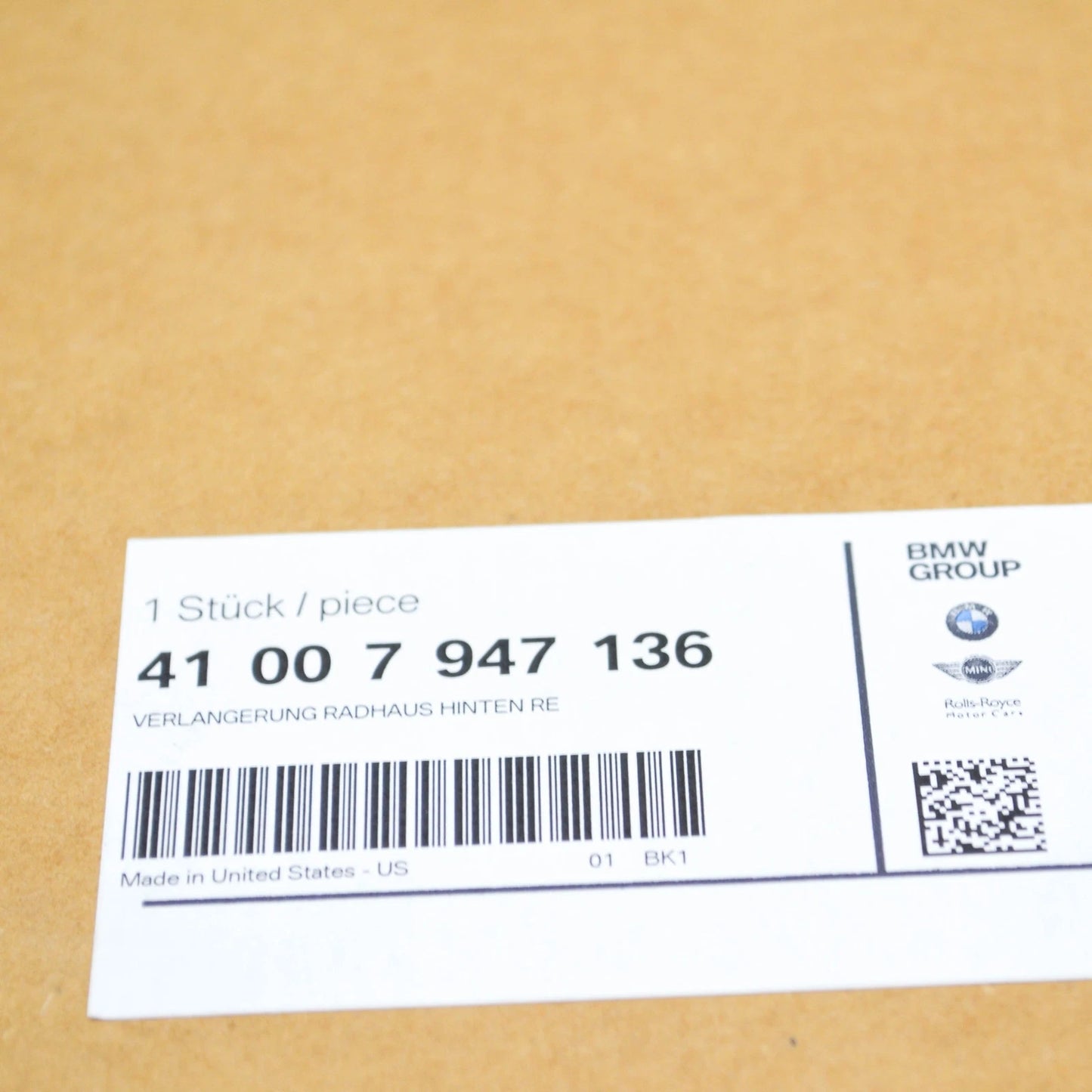 NEW BMW X5 G05 REAR RIGHT WHEELHOUSE EXTENSION 41007947136 ORIGINAL