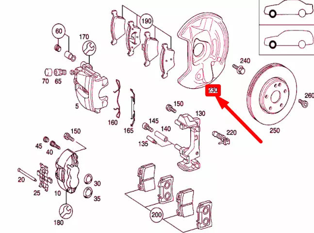 NEW MERCEDES-BENZ E W210 FRONT RIGHT BRAKE DISC PROTECTION A2104212820 ORIGINAL
