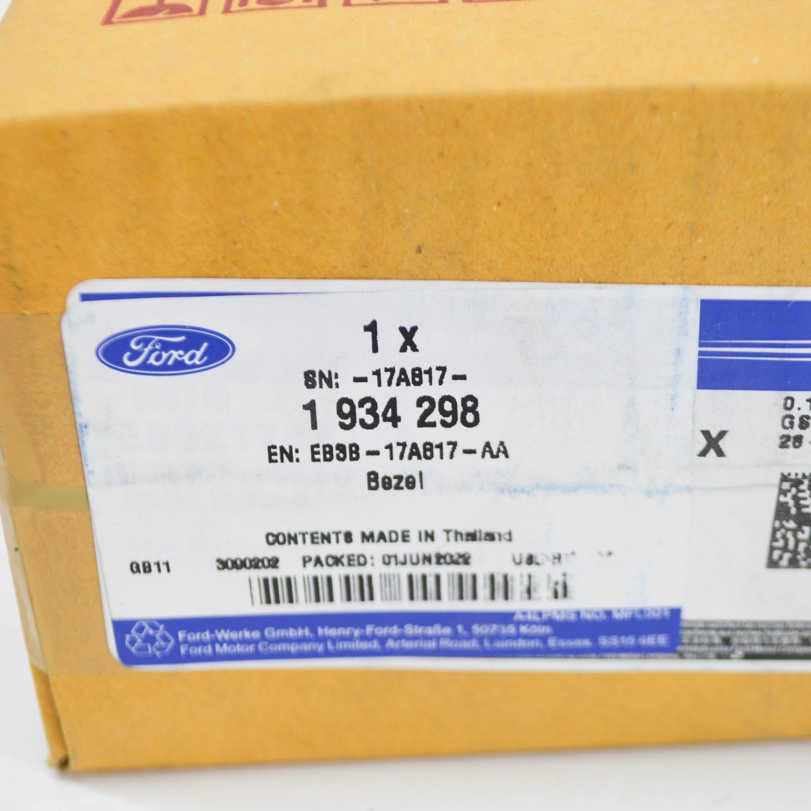 new ford ranger t6 mk3 rear bumper right bezel eb3b-17a817-aa 1934298 original