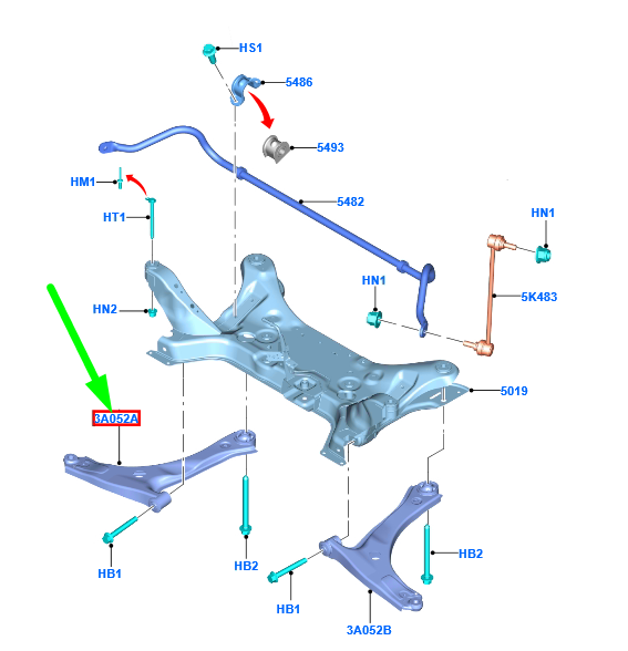new ford transit mk4 front right suspension arm bk21-3a052-ag 2313930 original