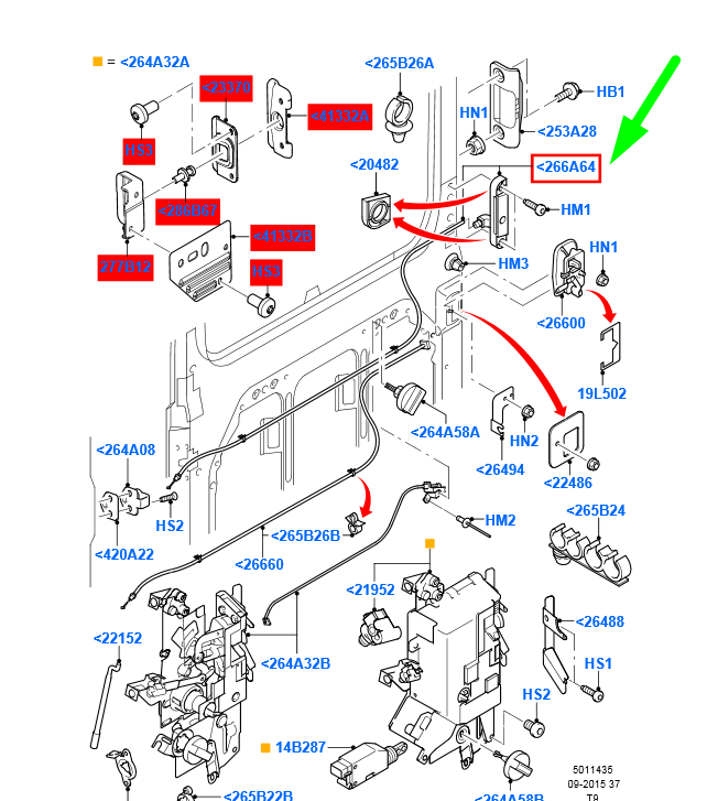 new ford transit mk3 sliding door right handle 2180807 yc15-v266a62-ag original
