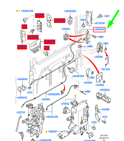 new ford transit mk3 sliding door right handle 2180807 yc15-v266a62-ag original