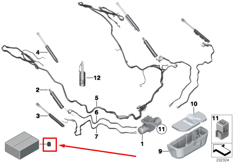 NEW BMW Z4 ROADSTER E89 HYDRAULIC FASTENING KIT 54377223332 7223332 ORIGINAL