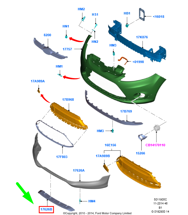 new ford fiesta wt mk6 front bumper black aero panel 1550843 original