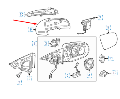 NEW MERCEDES-BENZ E-CLASS W213 LEFT WING MIRROR COVER A09981101009149 ORIGINAL