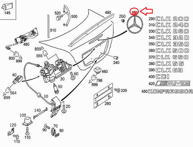 NEW MERCEDES BENZ CLK C209 REAR TRUNK BOOT BADGE EMBLEM A2097580058 ORIGINAL