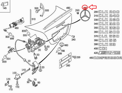 NEW MERCEDES BENZ CLK C209 REAR TRUNK BOOT BADGE EMBLEM A2097580058 ORIGINAL