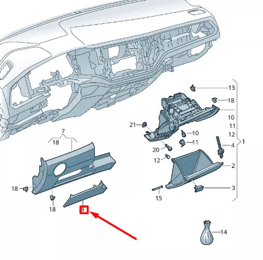 NEW VW T-ROC A11 DASHBOARD LOWER FUSE HOLDER COVER LHD 2GA85750682V