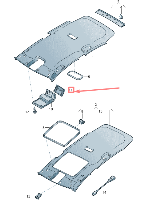 new volkswagen tiguan ad mk2 roof sensor tray cover 5gm867071aza2 original