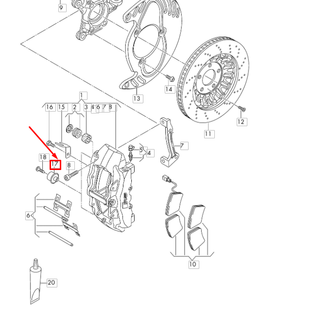 NEW AUDI RS3 QUATTRO 8V FRONT BRAKE CALIPER BALANCE WEIGHT 8V0615431E ORIGINAL
