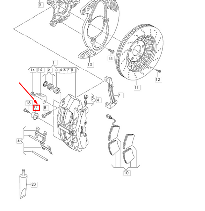 NEW AUDI RS3 QUATTRO 8V FRONT BRAKE CALIPER BALANCE WEIGHT 8V0615431E ORIGINAL