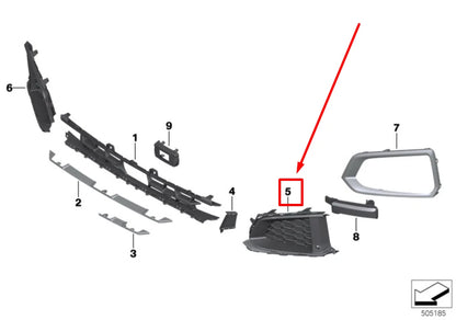 NEW BMW X6G06 FRONT LEFT BUMPER GRILLE 51117449707 7449707 ORIGINAL