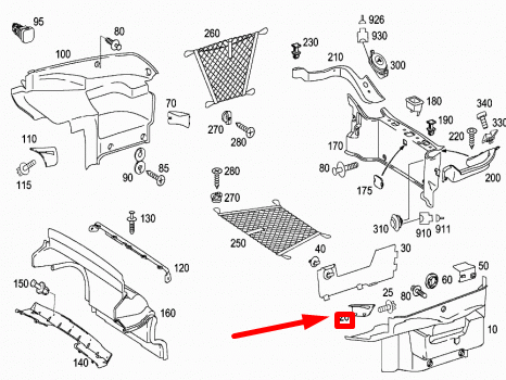 NEW MB SL R230 LUGGAGE COMPARTMENT LEFT PANEL COVER A23069307179C75 ORIGINAL
