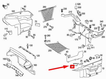 NEW MB SL R230 LUGGAGE COMPARTMENT LEFT PANEL COVER A23069307179C75 ORIGINAL