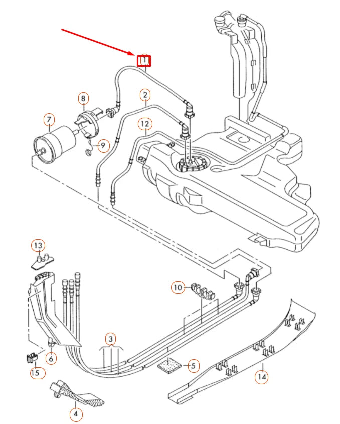 NEW AUDI A3 8P FUEL TANK FEED LINE 1K0201293E