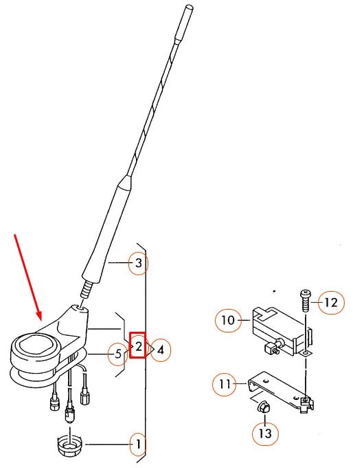 NEW VOLKSWAGEN POLO 9N MK4 AERIAL BASE 1J0035501B ORIGINAL