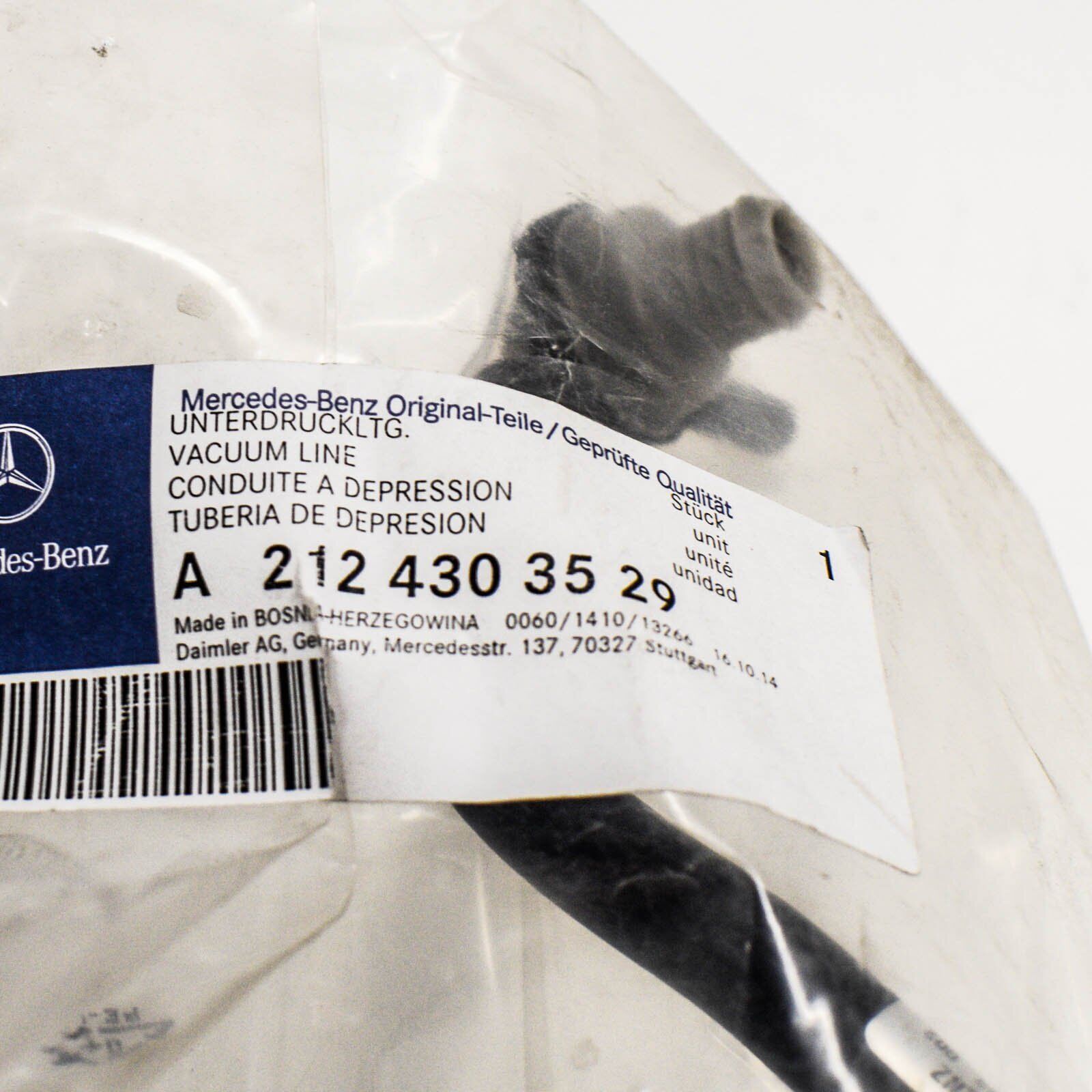 NEW MERCEDES-BENZ E-CLASS W212 BRAKE SERVO LINE A2124303629 LHD ORIGINAL