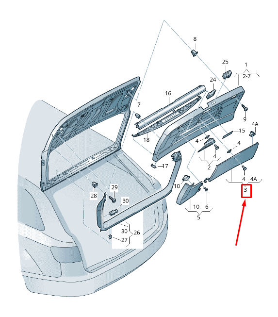 new audi a4 avant b8 rear tailgate gap cover 8k98639954pk 8k9863995 4pk original