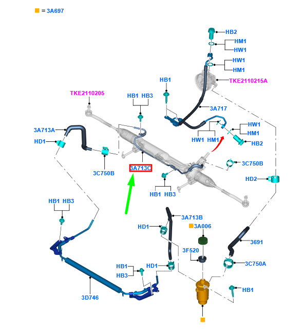 new ford ranger t6 mk1 power steering hose tube assy lhd 1777703 original