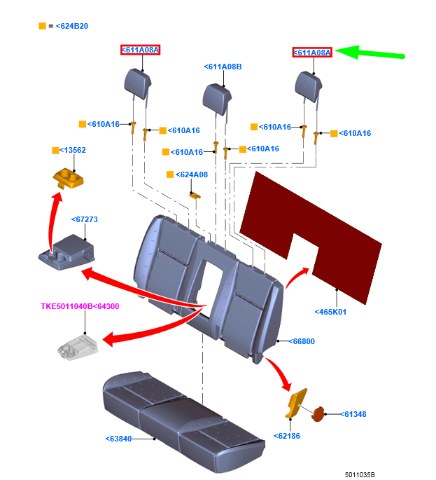 new ford ranger t6 mk1 rear seat side head rest 5272424 original