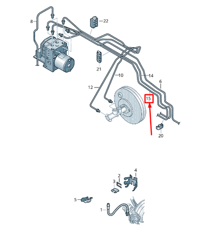 new skoda rapid nh centre right brake pipe lhd 6n5614742 original