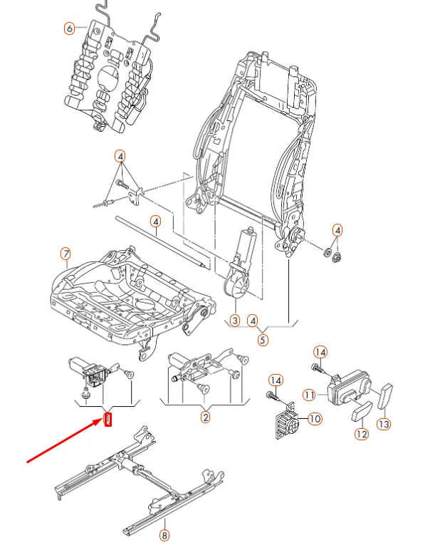 NEW AUDI A3 8V FRONT LEFT SEAT RAKE ADJUSTMENT MOTOR 8K0959761 ORIGINAL