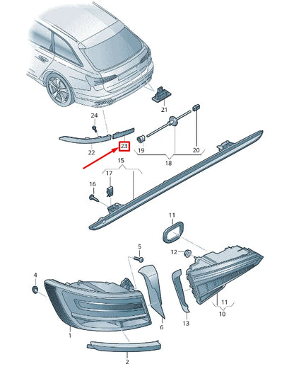 NEW AUDI A6 C8 REAR RIGHT INNER BUMPER LIGHT REFLECTOR 4K0945104D ORIGINAL