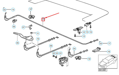NEW BMW 3 CONVERTIBLE E36 FOLDING TOP RIGHT BOWDEN CABLE 51258164856 ORIGINAL