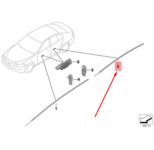 new bmw 5 f10 rear door right top optical conductor 63319186638 original