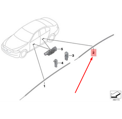 new bmw 5 f10 rear door right top optical conductor 63319186638 original