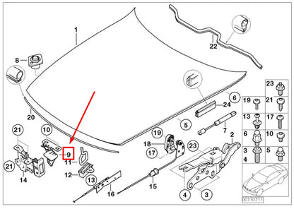 NEW BMW Z4 ROADSTER E85 HOOD SAFETY CATCH 51237047170 7047170 ORIGINAL