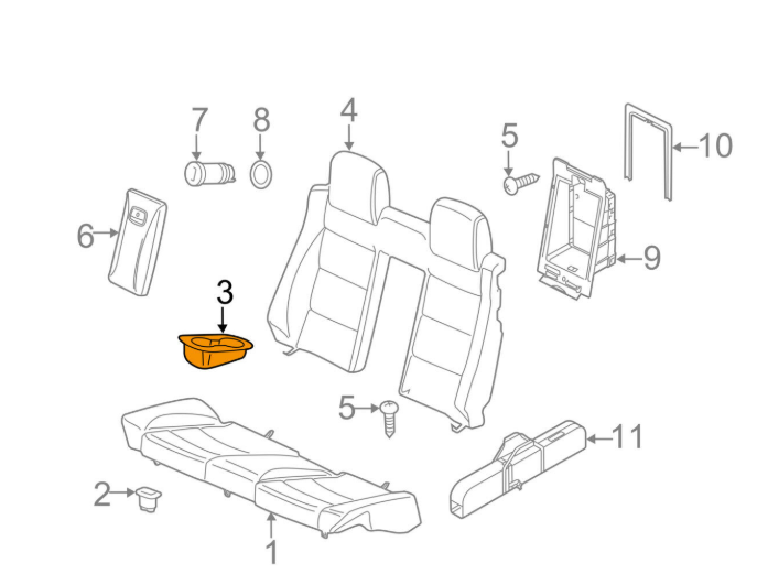new volkswagen eos rear drinks cup holder 1q088599595t original