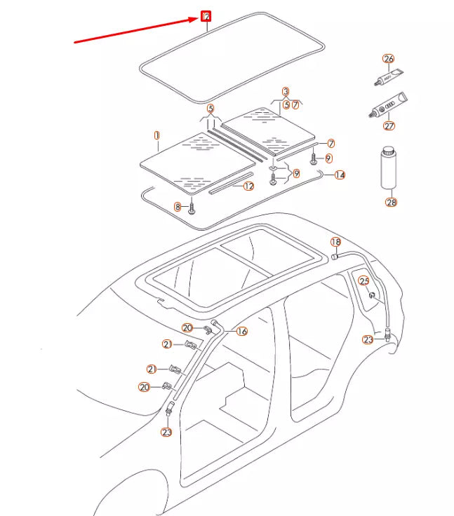 NEW VW TIGUAN 5N MK1 PANORAMA SUNROOF SELF-ADHESIVE SEAL 5N0877459A
