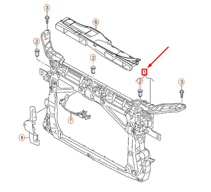 NEW AUDI A3 8V COOLANT RADIATOR LOCK CARRIER WITH MOUNTING 8V4805588A
