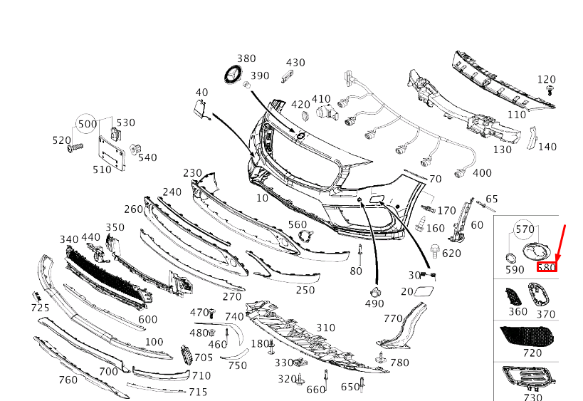 new mercedes-benz gla x156 front right fog lamp cover a15688560009040 original